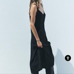Satin Zara Slip Dress - Navy, Size S
